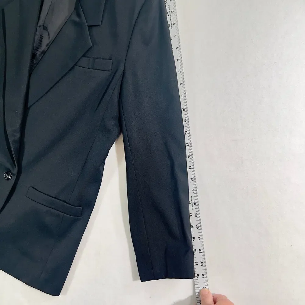 Oleg Cassini Blazer Woman Single Button Double Breasted Full Lined Black Pockets
